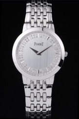 Piaget Top Replica 8651 Stainless Steel Strap Dancer Stainless Steel Case Double Studded Minute Markers Silver Dial