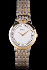 Piaget Top Replica 8656 Stainless Steel Strap Traditional Rose Gold Case Double Studded Minute Markers White Dial