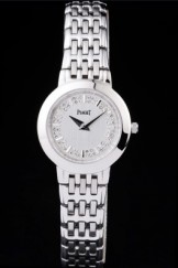 Piaget Top Replica 8662 Stainless Steel Strap Traditional Stainless Steel Case Double Studded Minute Markers Silver Dial