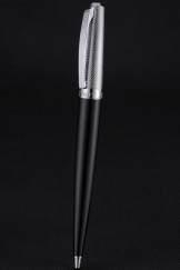 Christian Dior Silver Rimmed Silver Embossed Upper Body Black Ballpoint Pen 622727