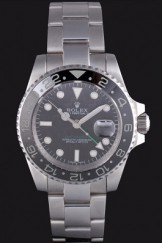 Rolex GMT Stainless Steel Bracelet with Black Enamel Bezel and Black Dial 621571