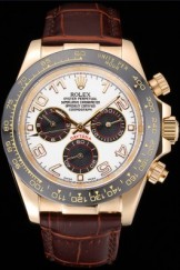 Rolex Cosmograph Daytona Gold Case Black Subdials Brown Leather Bracelet 622634