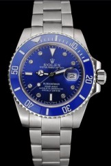 Rolex Submariner Stainless Steel Case Blue Dial Diamond Markers Stainless Steel Bracelet 622638