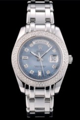 Rolex DayDate Top Replica 9191 Diamond Plated Stainless Steel Bezel Blue Dial 41988