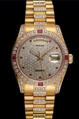 Swiss Rolex Day-Date Diamonds Yellow Gold-srl184 621614