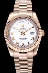 Rolex Day-Date White Dial Gold Bracelet 622546
