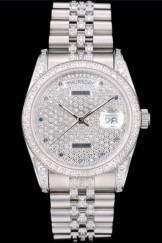 Rolex DayDate Diamond Plated Stainless Steel Bracelet Diamond Plated Dial 41985