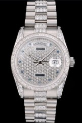 Rolex DayDate Top Replica 9189 Diamond Plated Stainless Steel Bracelet Diamond Plated Dial 41986