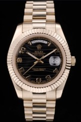Rolex Swiss DayDate Gold Stainless Steel Ribbed Bezel Black Dial 41998