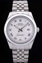 Rolex Datejust White Radial Dial Ribbed Bezel 7478