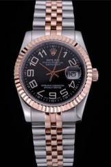 Rolex DateJust Black Dial Stainless Steel and Gold Bracelet 622545