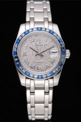 Rolex Datejust Diamond Dial Blue Jewels Bezel Stainless Steel Case And Bracelet 622834