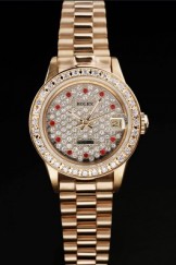 Rolex Top Replica 8734 Gold Stainless Steel Strap Gold Luxury Watch