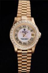Rolex Top Replica 8735 Gold Stainless Steel Strap Luxury Gold Watch