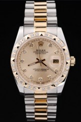 Diamond-Studded Top Replica 8747 Gold Stainless Steel Strap Datejust Swiss Mechanism Luxury Watch