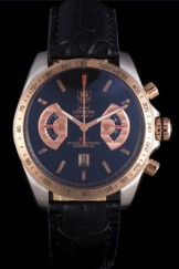 Tag Heuer Top Replica 9228 Carrera Stainless Steel Case Black Dial Black Leather Strap