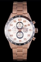 Tag Heuer Carrera Rose Gold Bracelet White Dial 801442