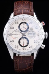 Tag Top Replica 7474 White Leather Strap Swiss Carrera White Luxury Watch