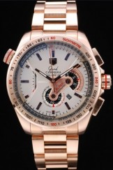 Tag Heuer Top Replica 9223 Carrera Rose Gold Case White Dial