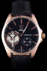 Tag Heuer Luxury Replica Carrera Pendulum Black Leather Strap 3986775
