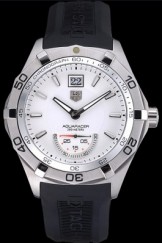 Tag Heuer Aquaracer Grande Date White Dial Black Rubber Band 622404