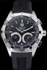 Tag Heuer Aquaracer Calibre S Black Dial Black Rubber Band 622406