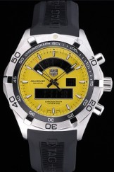 Tag Heuer Aquaracer Chronotimer Yellow Dial Black Rubber Band 622416