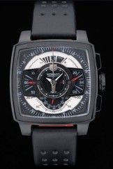 Tag Heuer Monaco Black-Red Perforated Leather Strap Black Dial 80309